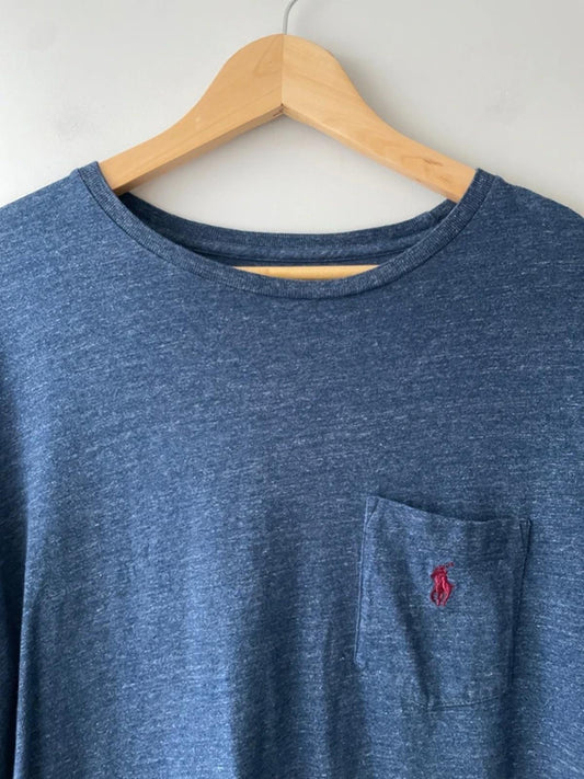 Men’s Ralph Lauren Long Sleeve Crew Neck T-shirt in Blue - Medium - 2881