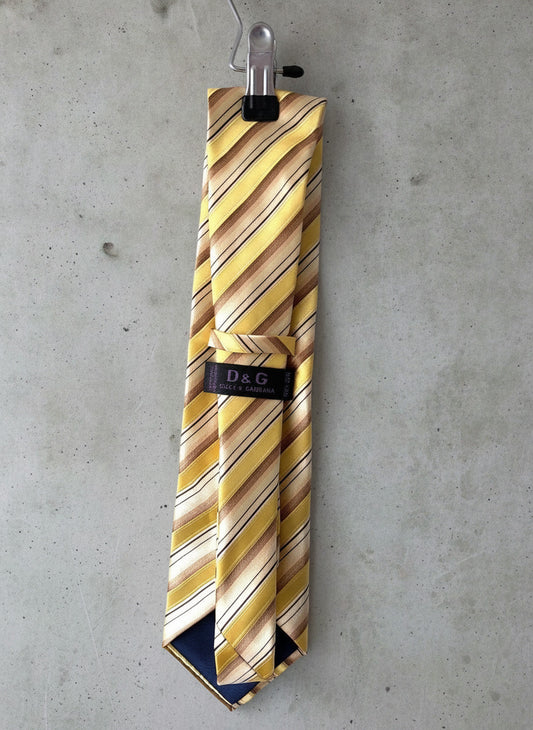 Unisex Dolce & Gabbana Made In Italy 100% Silk Striped Tie - 3846