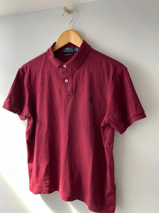Men’s Ralph Lauren Slim Fit Polo Top In Burgundy - Medium