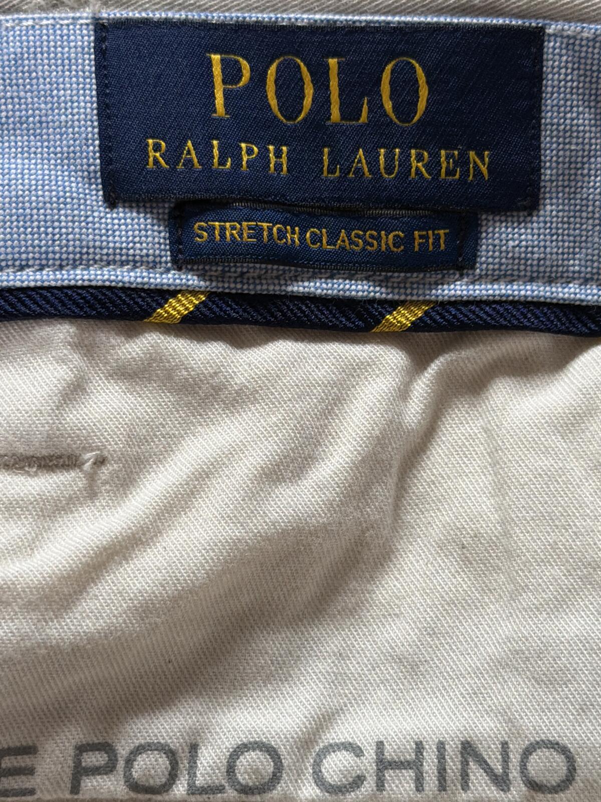 Men's Ralph Lauren Classic Stretch Fit Chino Trousers In Beige - W46/L32 - 3500