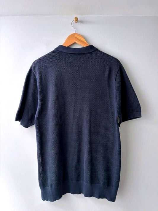 Men’s Palace Tex Knitted Polo Top In Navy - Large - 3397
