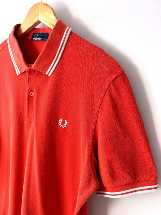 Men’s Fred Perry Classic Polo Shirt Top with White Trim - Large - 3577