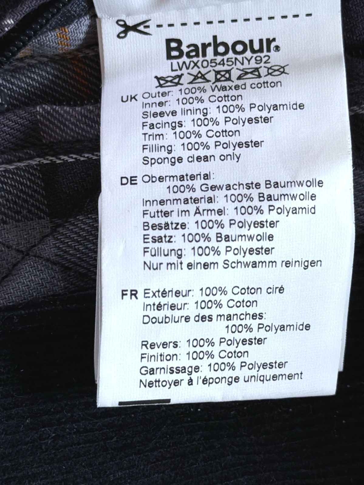 Women’s Barbour International Waxed Cotton Jacket In Black - Uk10 - 3661