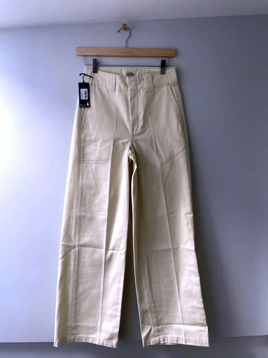 Women’s Dickies Wide Leg Trousers Chino In Cream - W24/L32 - 3006