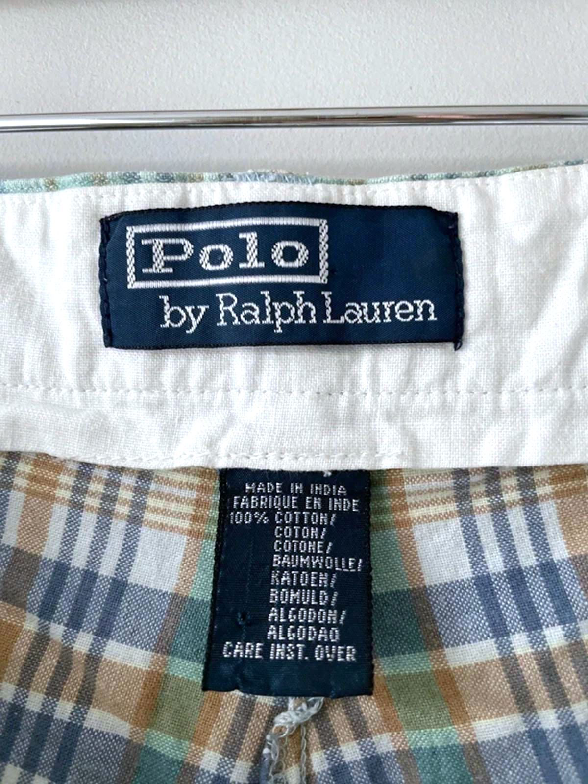 Men’s Ralph Lauren Check Shorts in Green/Blue - W34/L9 - 3144