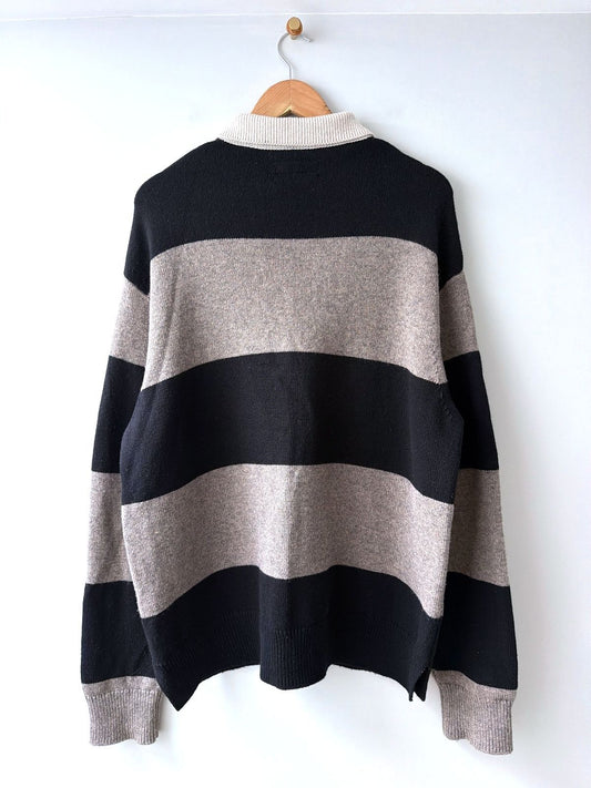 Men’s Allsaints Jax Wool Oversized Fit Knitted Rugby Polo Top - XLarge - 3800