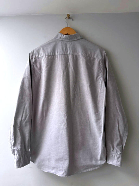Men’s Uniqlo Slim Fit Long Sleeve Chambray Oxford Shirt in Grey - Medium - 0775