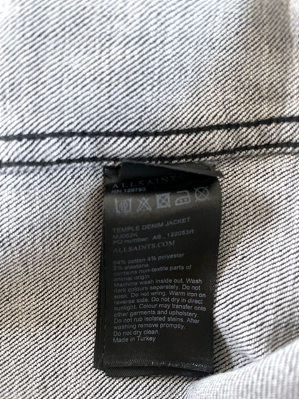 Men's Allsaints Denim Trucker Jacket Coat In Washed Black - Small - 2132