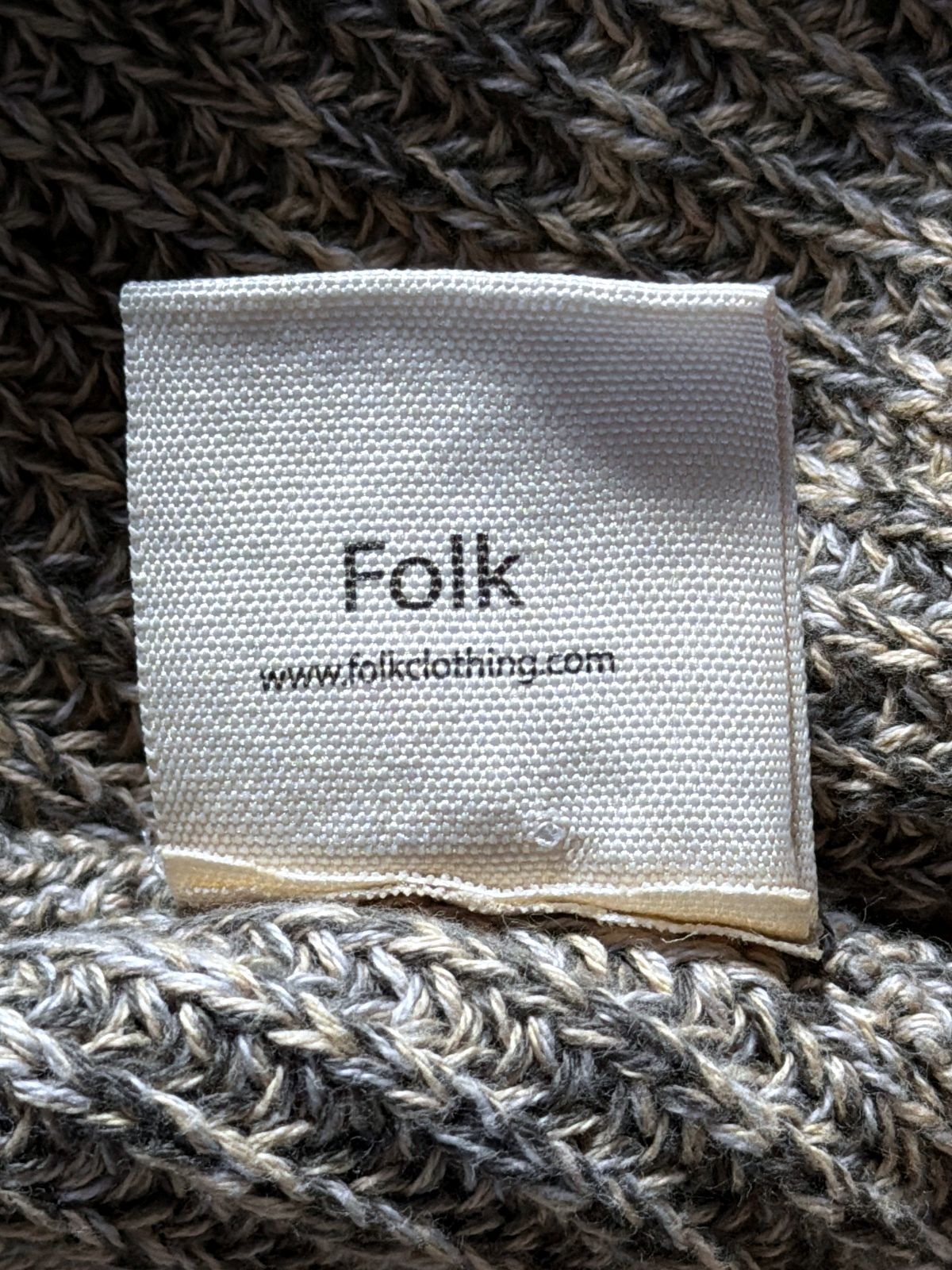 Mens Folk Cable Knit Funnel Neck Jumper Top In beige - Large - 3799