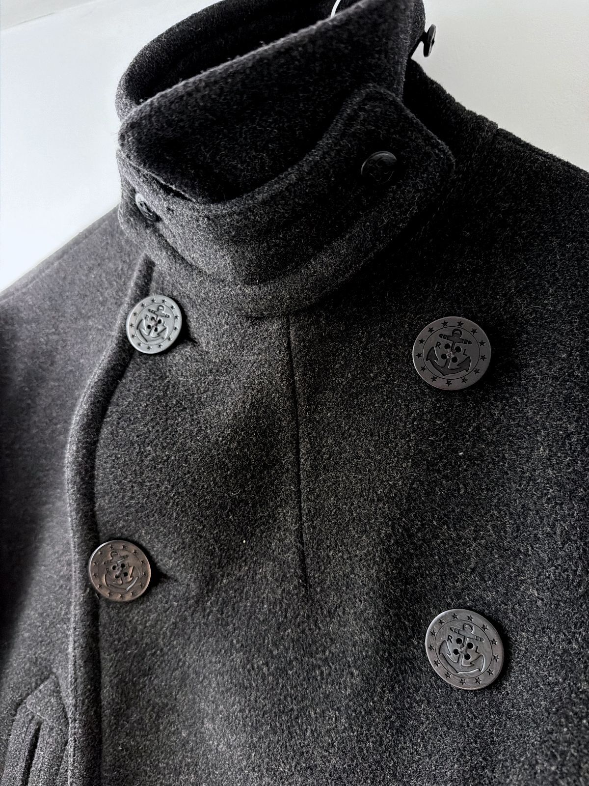 Women’s Ralph Lauren 100% Wool Pea Coat Jacket In Dark Grey - Small - 3760