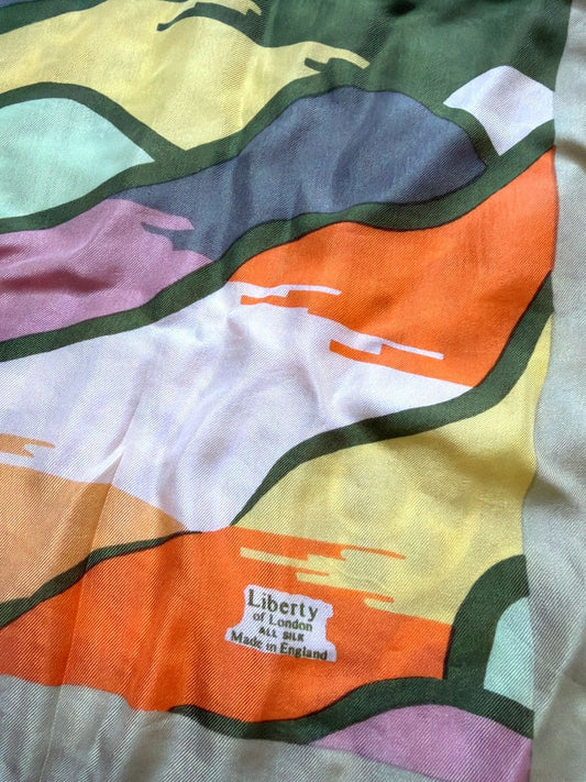 Unisex Liberty of London 100% Silk Scarf With Abstract Landscape Design - 3852