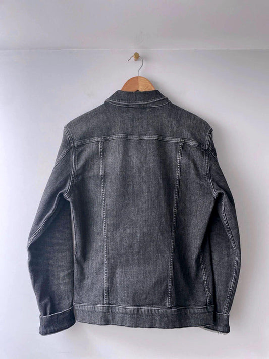 Women’s Allsaints Denim Trucker Jacket Coat In Washed Black - Small - 2132