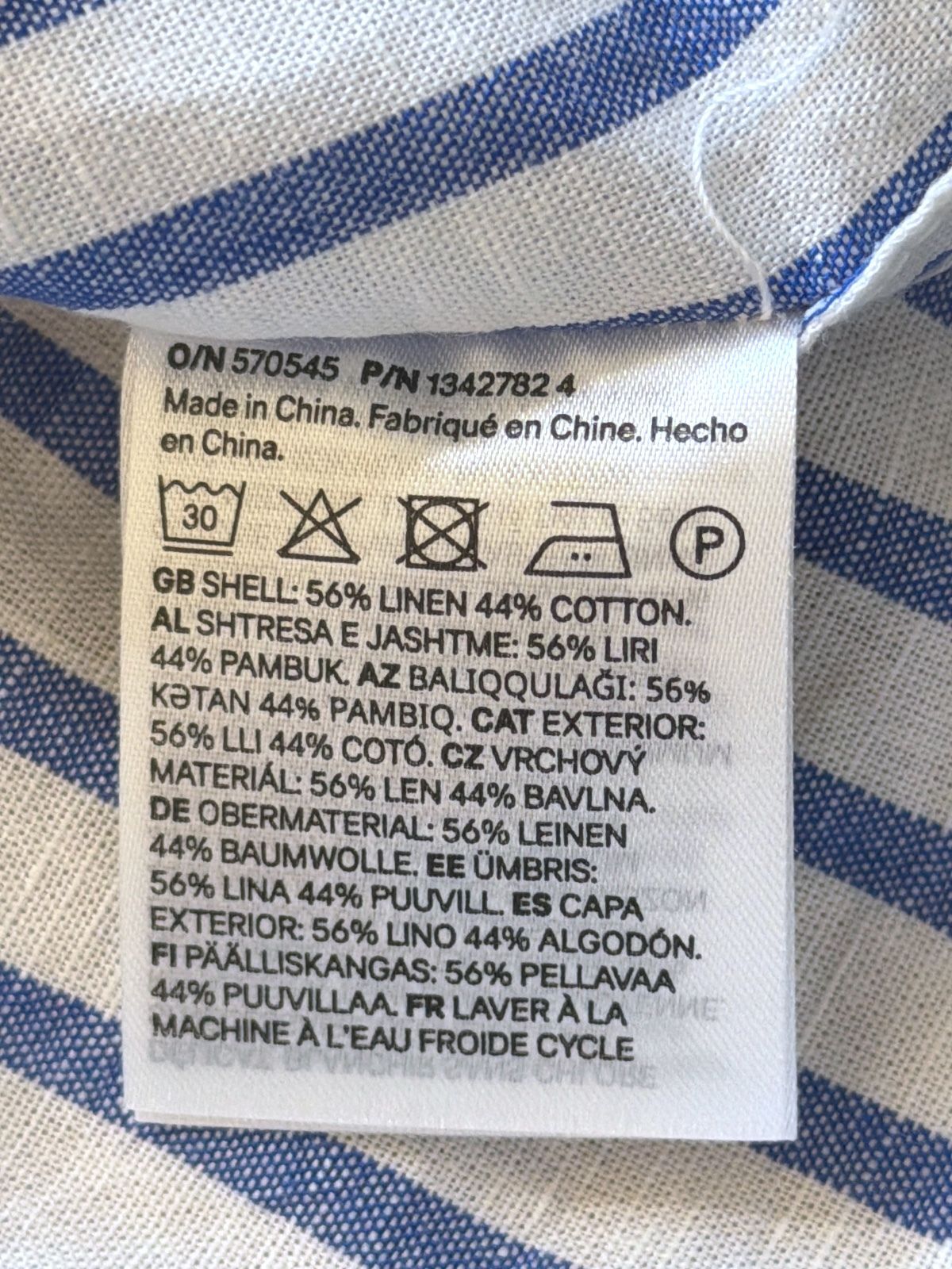 Men’s H&M Boxy Oversized Fit Striped Linen Shirt In Blue - Large - 3640