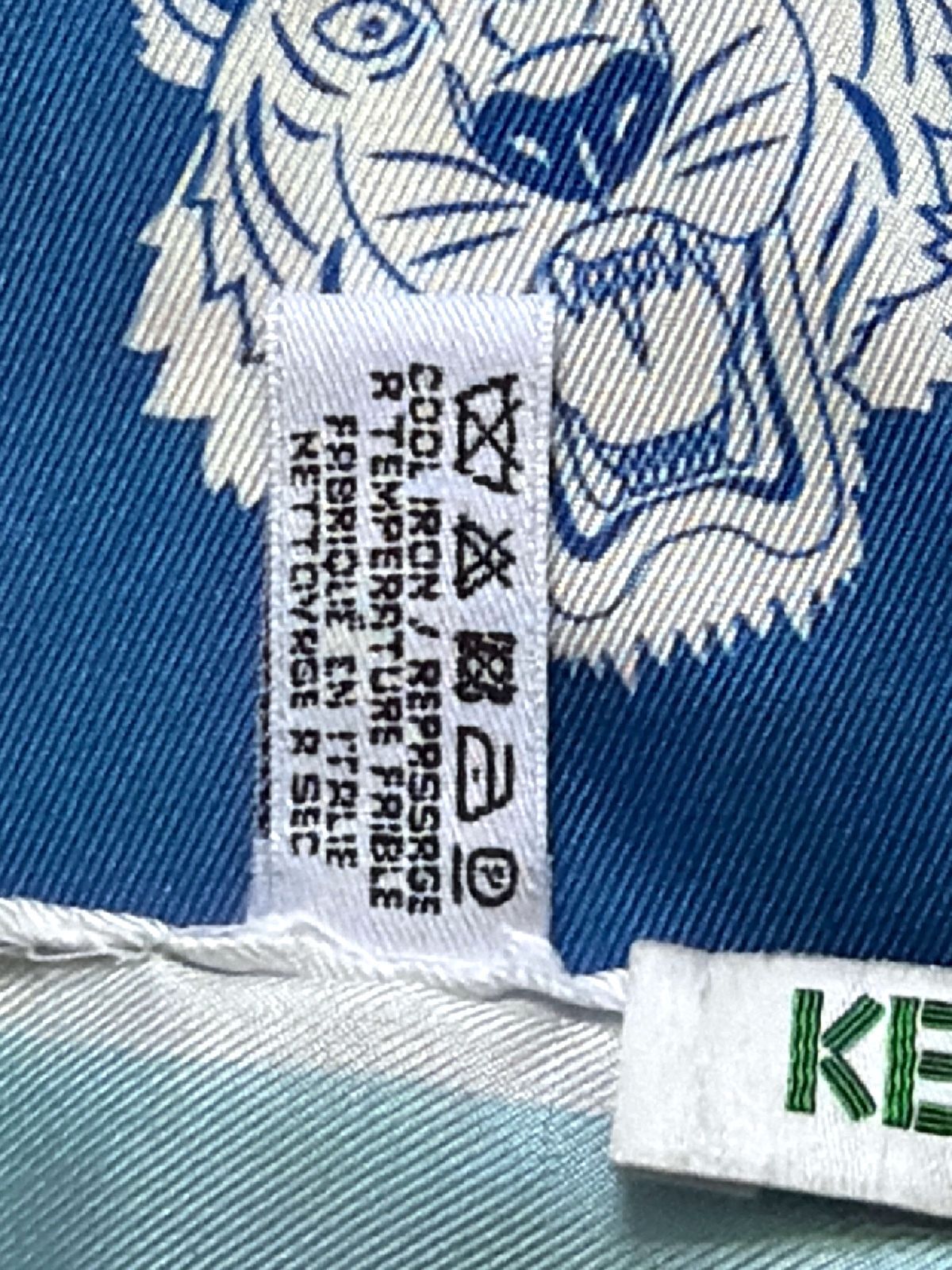 Unisex Kenzo Blue Marine Foundation Silk Scarf With Tiger Print - 3851