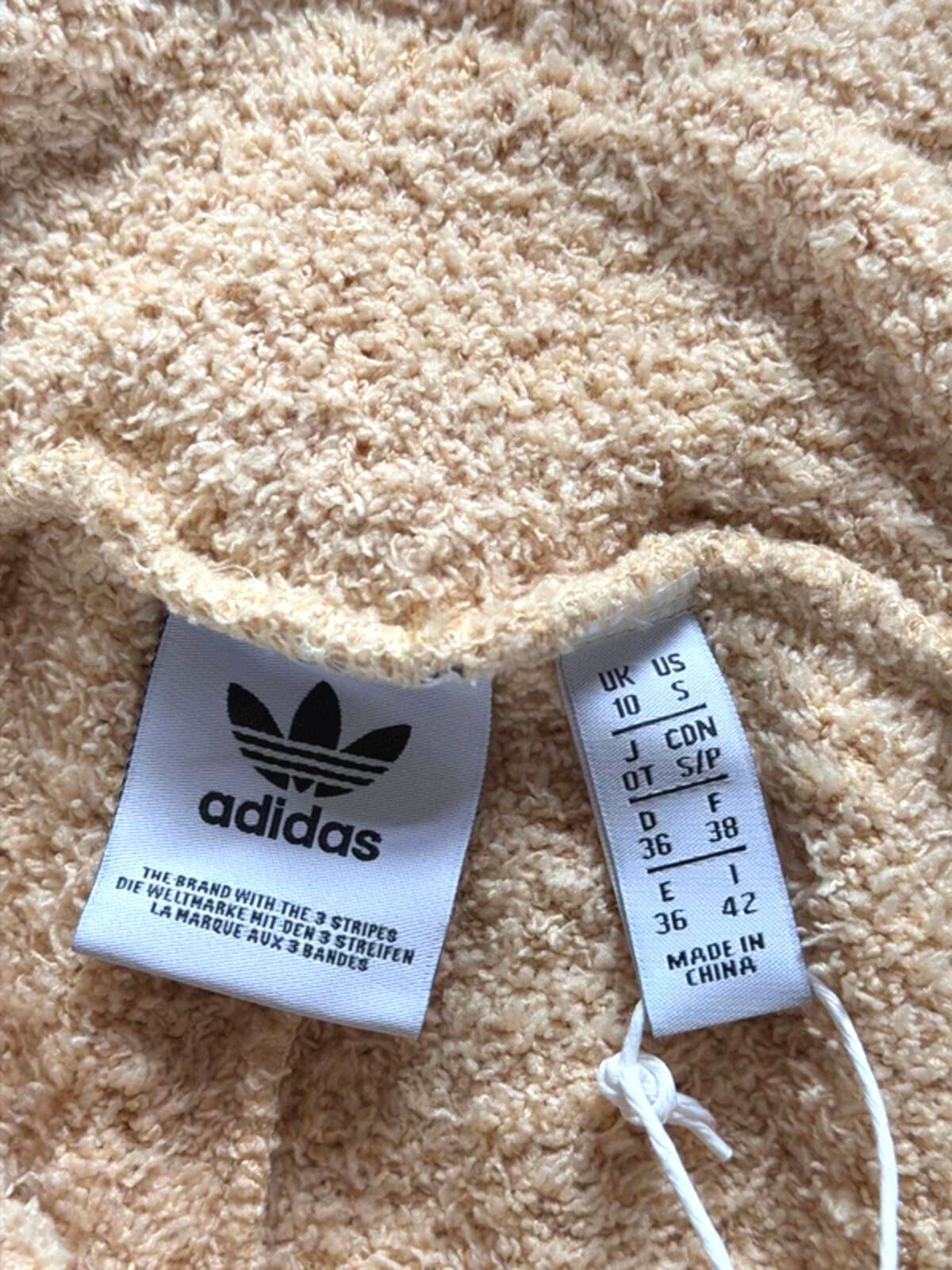 Women’s Adidas Relaxed Risqué Borg Texture Shorts In Beige - Uk10 - 3324