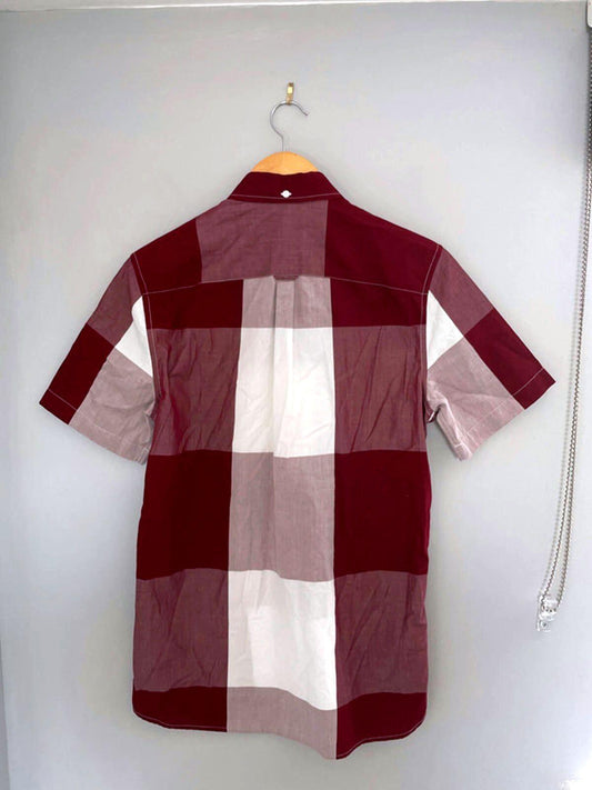 Men’s Fred Perry Check Shirt With Button Down Collar In Burgundy - Small - 1878