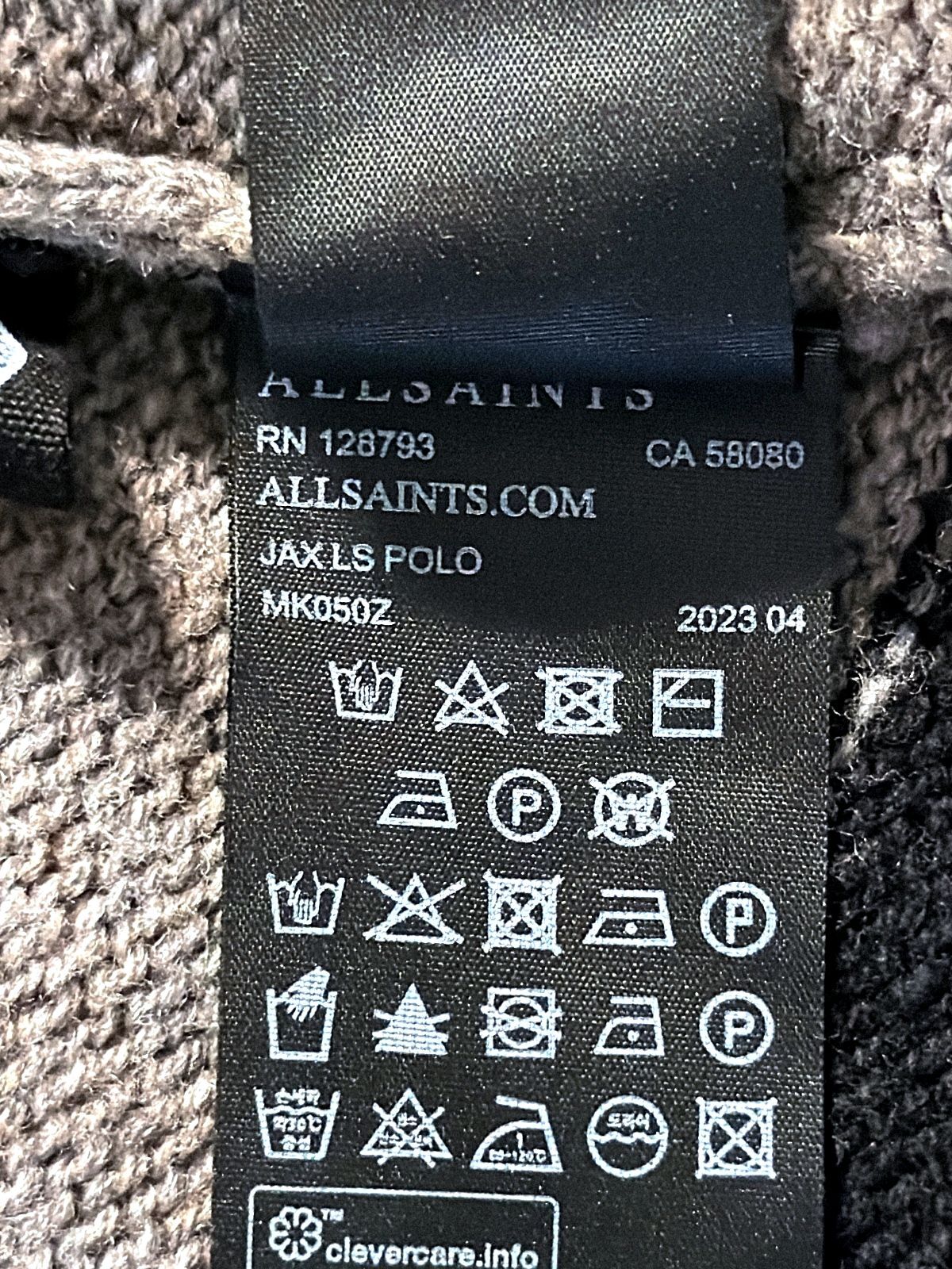Men’s Allsaints Jax Wool Oversized Fit Knitted Rugby Polo Top - XLarge - 3800