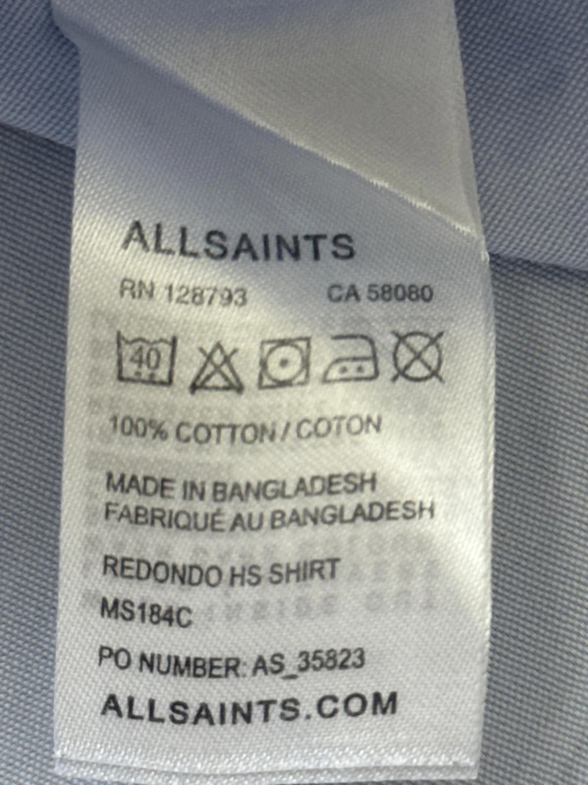 Men’s Allsaints Short Sleeve Chambray Shirt In Blue - XSmall -1341