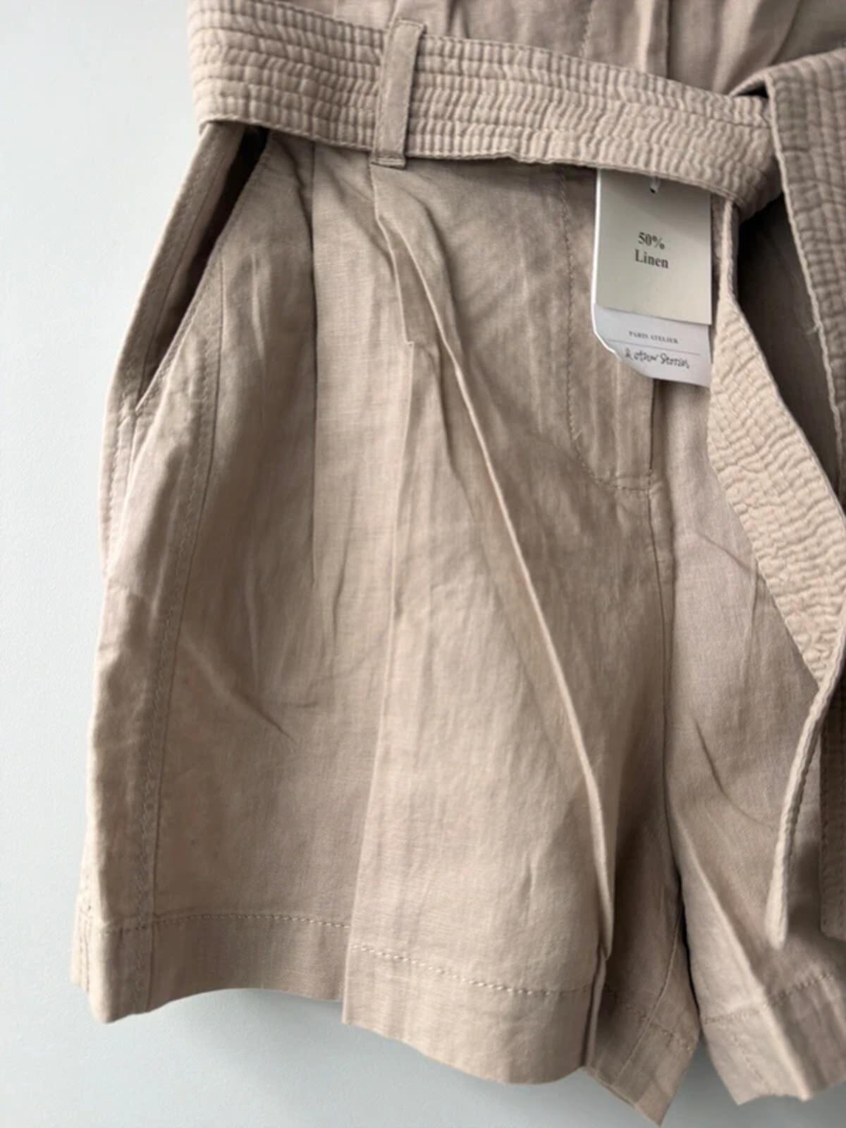 Women’s & Other Stories linen tie front style shorts in beige - Uk6 - 3442