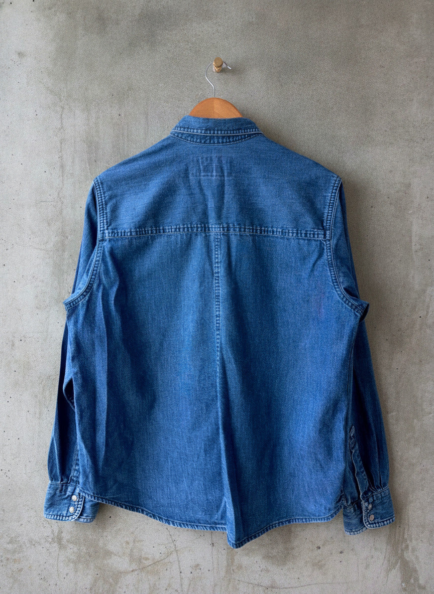 Men's Harley Davidson Vintage Oversized Fit Denim Shirt In Navy - Large - 3380