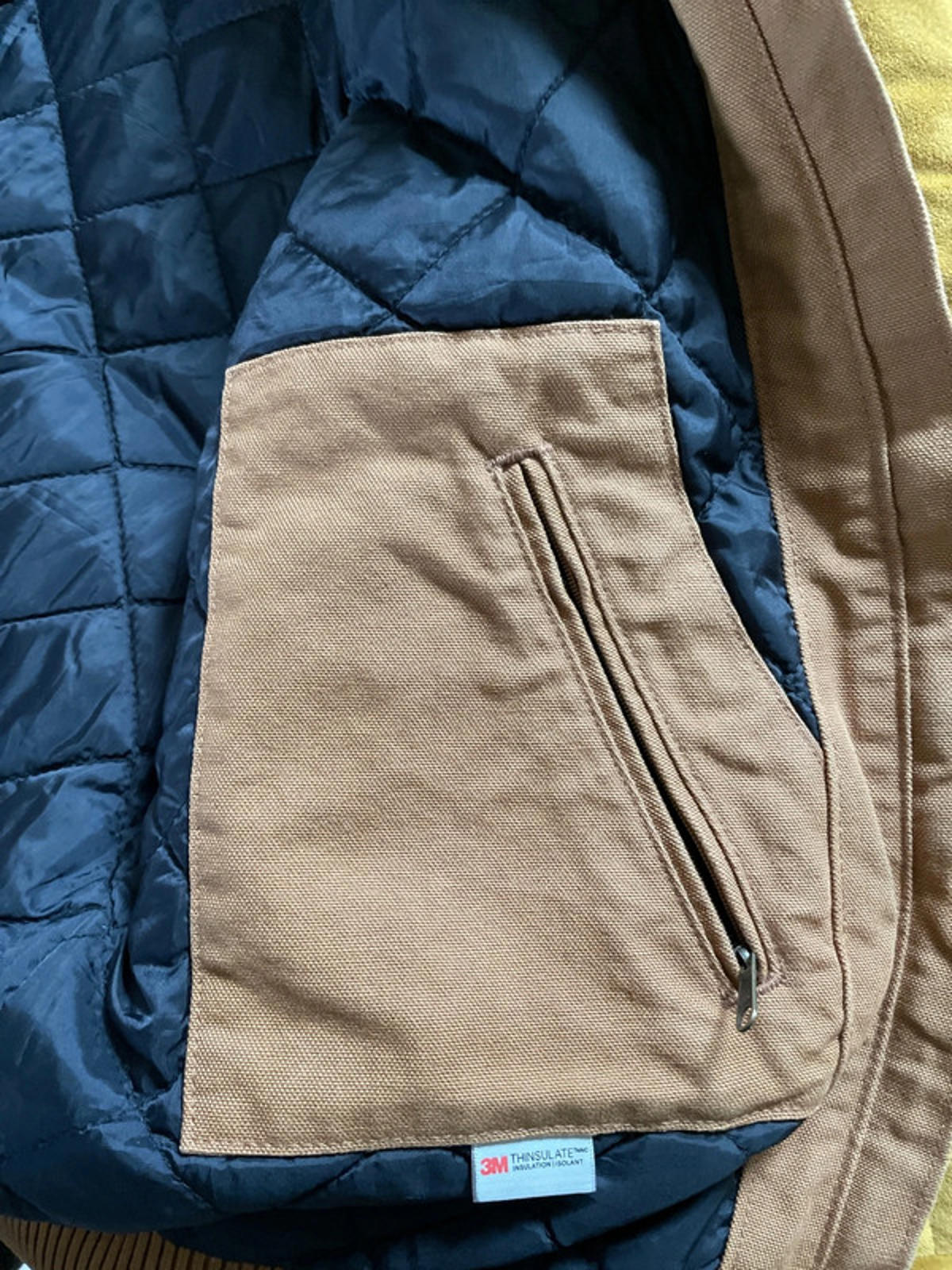 Men’s Carhartt Premium Padded Hooded Jacket In Tan - Small - 2388