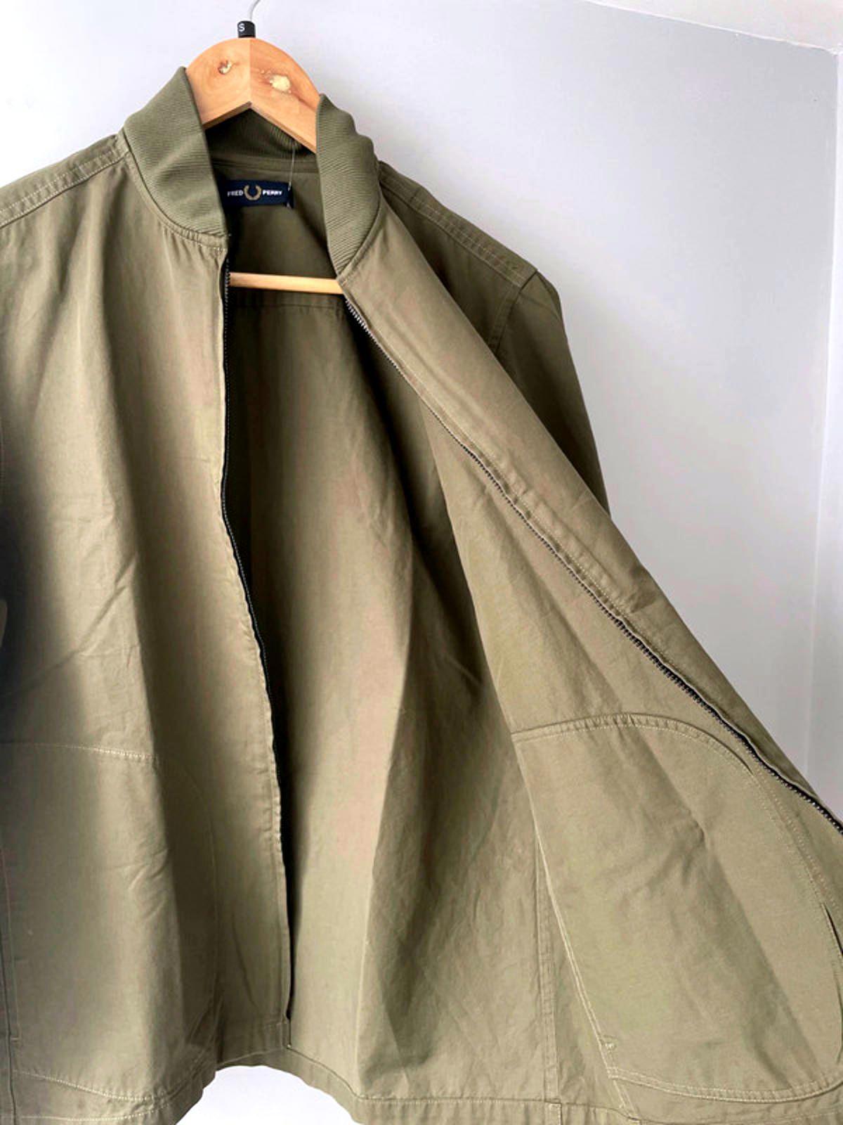 Men’s Fred Perry Zip Through Bomber Jacket Coat In Khaki - Small - 2057