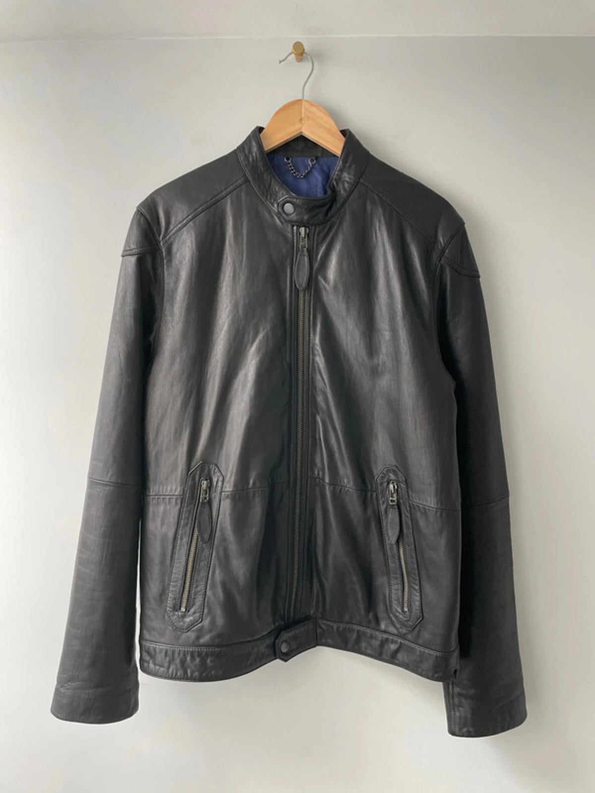 Men’s Ted Baker Premium Soft Leather Biker Jacket In Brown - Medium - 2266