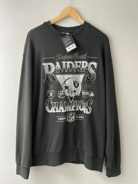 Men's New Era Las Vegas Raiders NFL Washed Super Bowl Jumper In Black - Medium - 2285