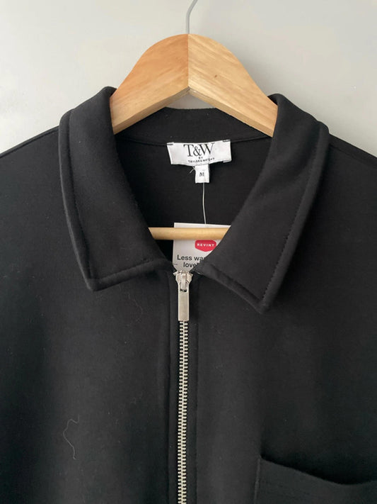 Men’s Tailor & Wright Full Zip Harrington Shacket In Black - Medium - 2546