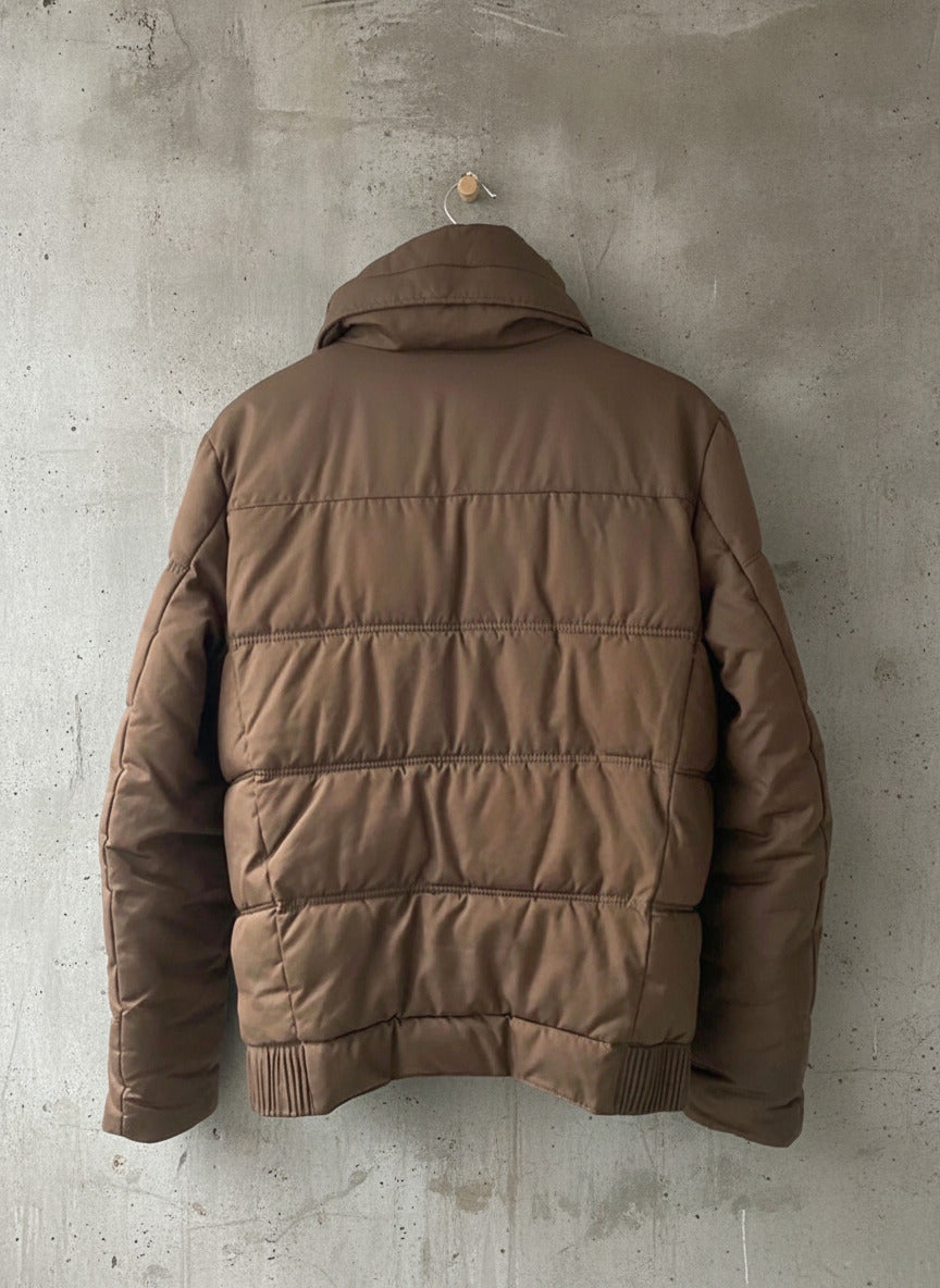 Men’s Zara Hooded Padded Puffer Jacket In Brown - Small - 2495