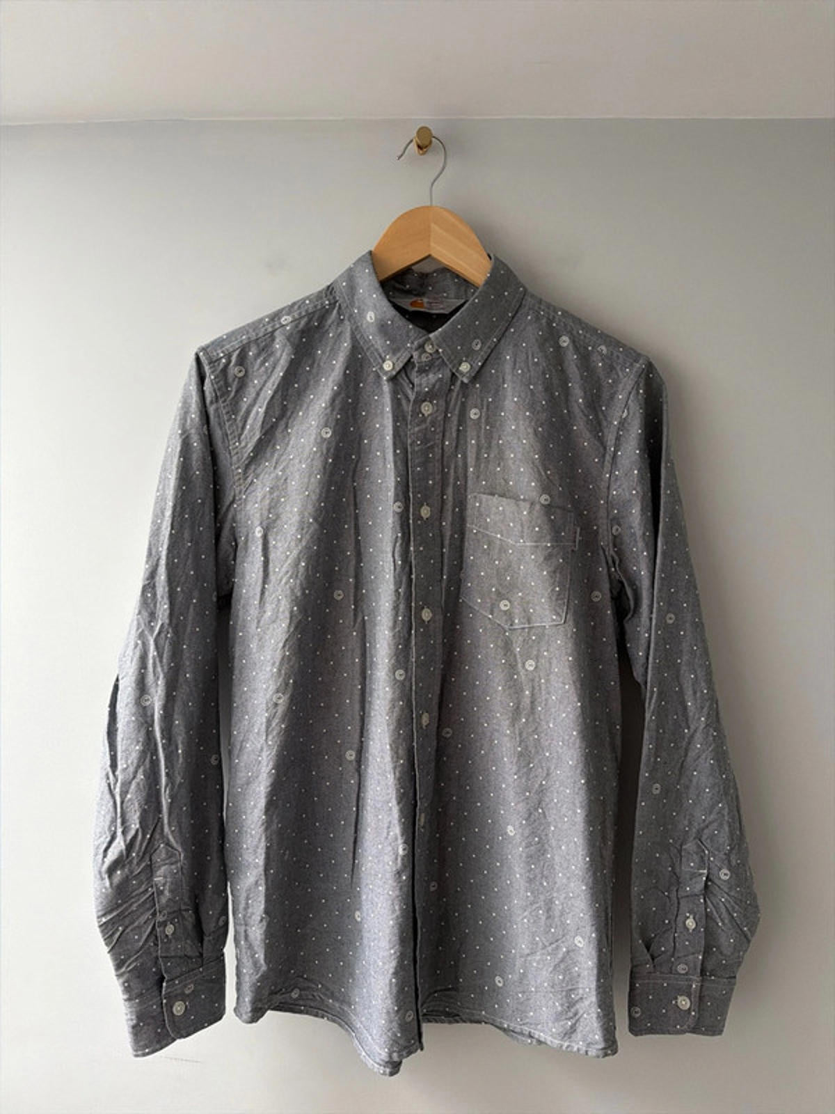 Men’s Carhartt Coppell Oxford Printed Logo Chambray Shirt In Grey- Medium - 2688