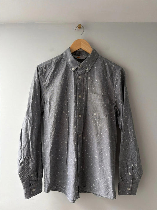 Men’s Carhartt Coppell Oxford Printed Logo Chambray Shirt In Grey- Medium - 2688