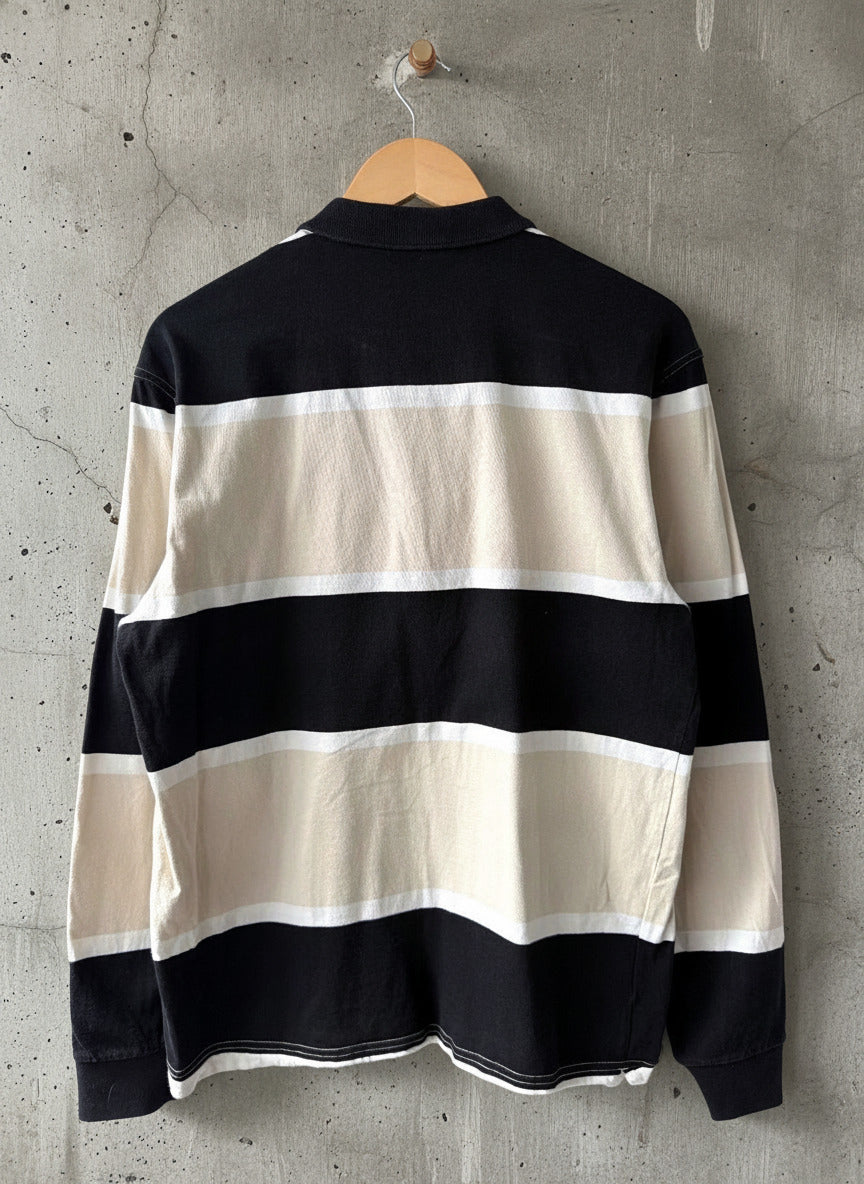 Men’s Fred Perry Long Sleeve Striped Rugby Polo Top - Medium - 3809