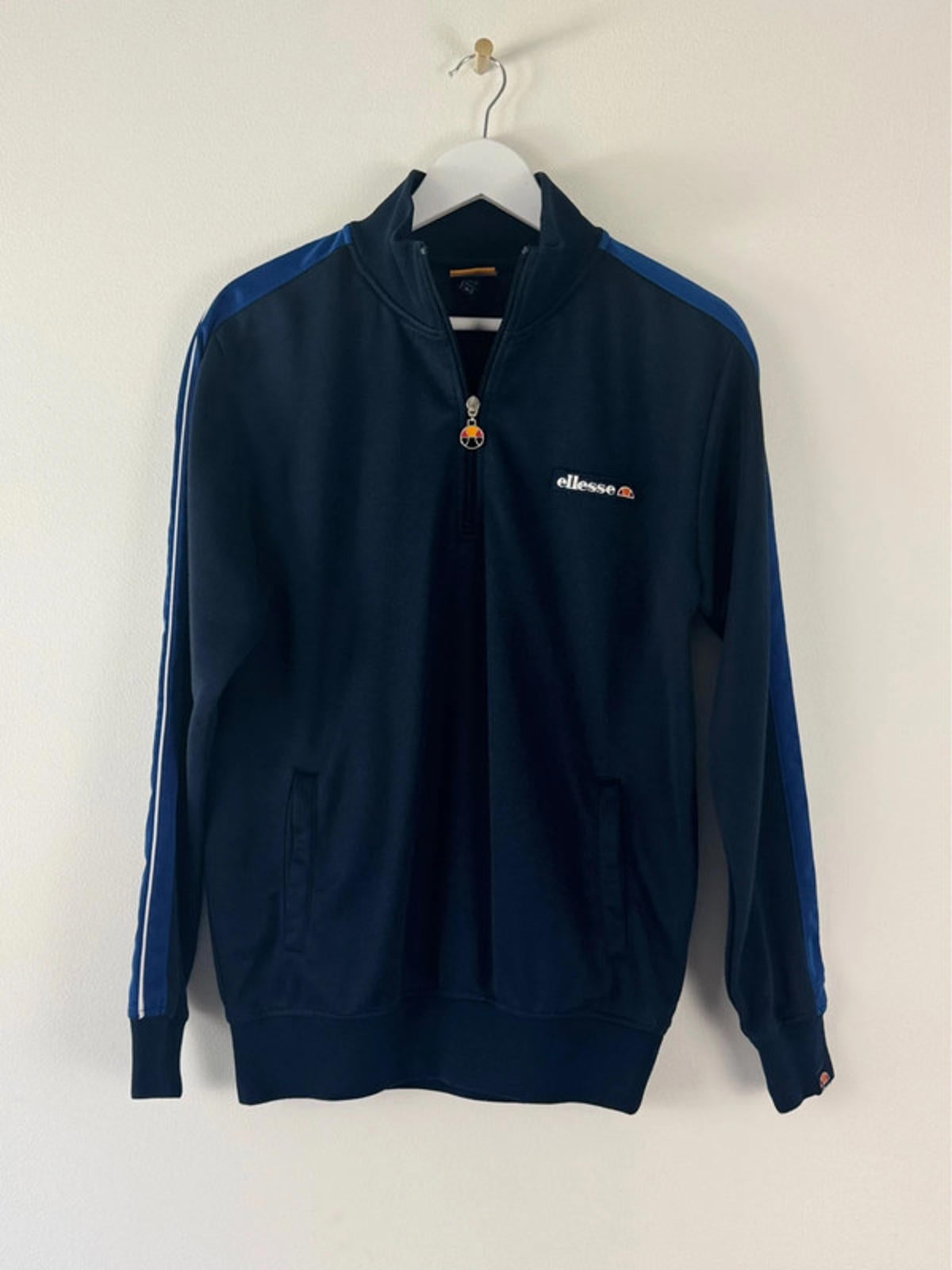 Men’s Ellesse 1/4 Zip Retro Track Jacket Top In Navy - Small   -1441