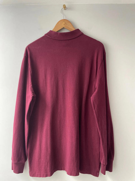 Men’s Ralph Lauren Premium Long Sleeve Polo In Burgundy - XLarge  - 2017