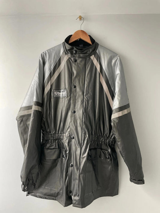 Men’s Belstaff Vintage Rare Stormshield Waterproof Motorcycle Jacket in Grey - Large - 2273