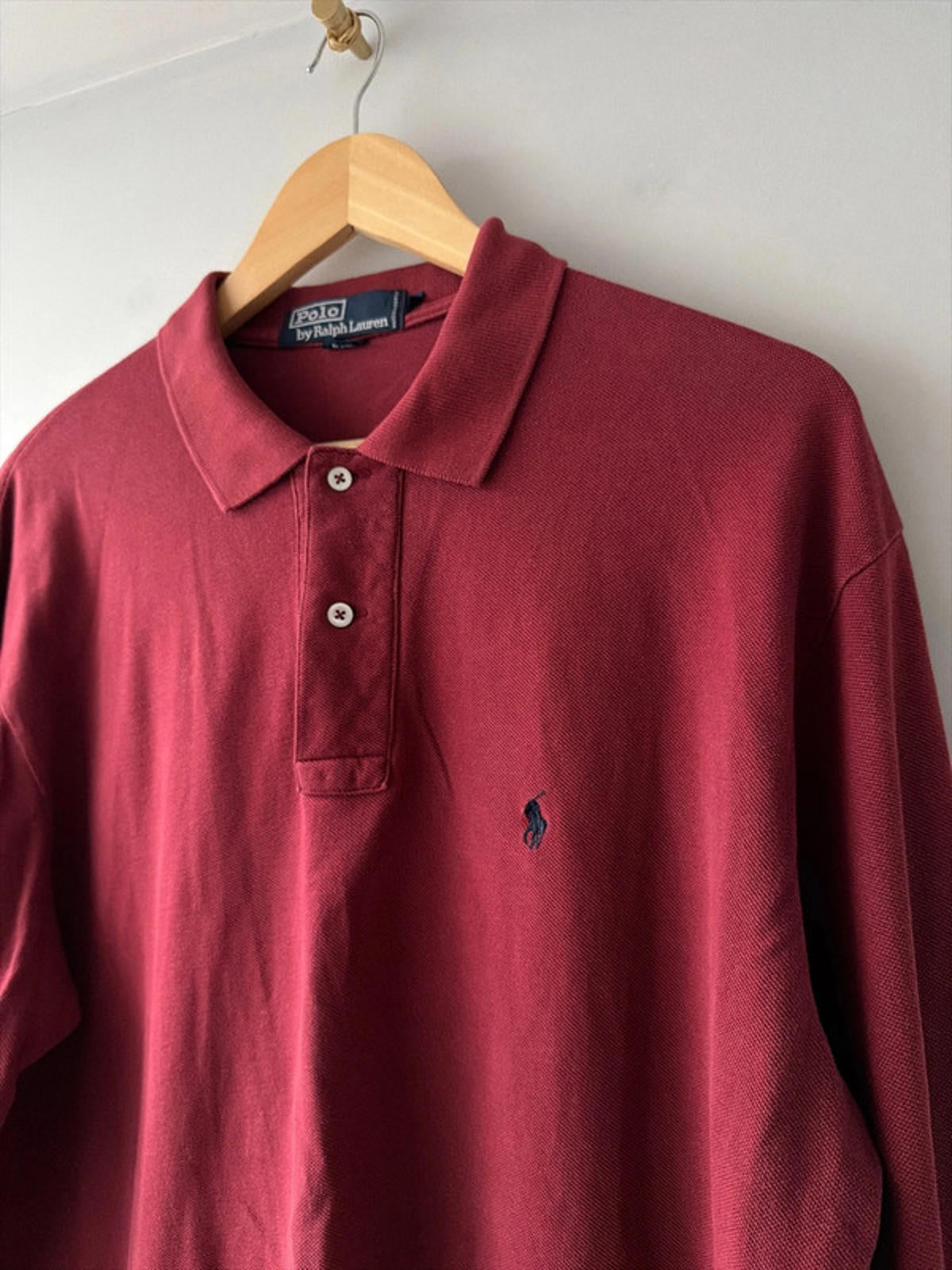 Men’s Ralph Lauren Premium Long Sleeve Polo Top In Burgundy - Large - 2690