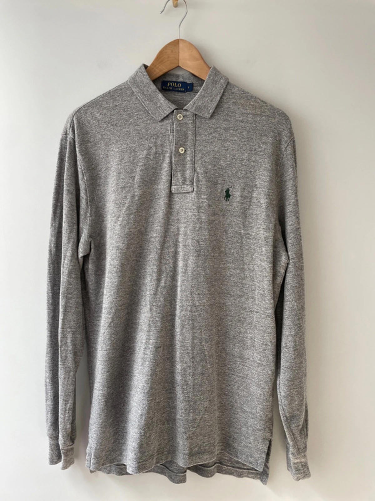 Men’s Ralph Lauren Premium Long Sleeve Polo Top In Grey - Small - 1559