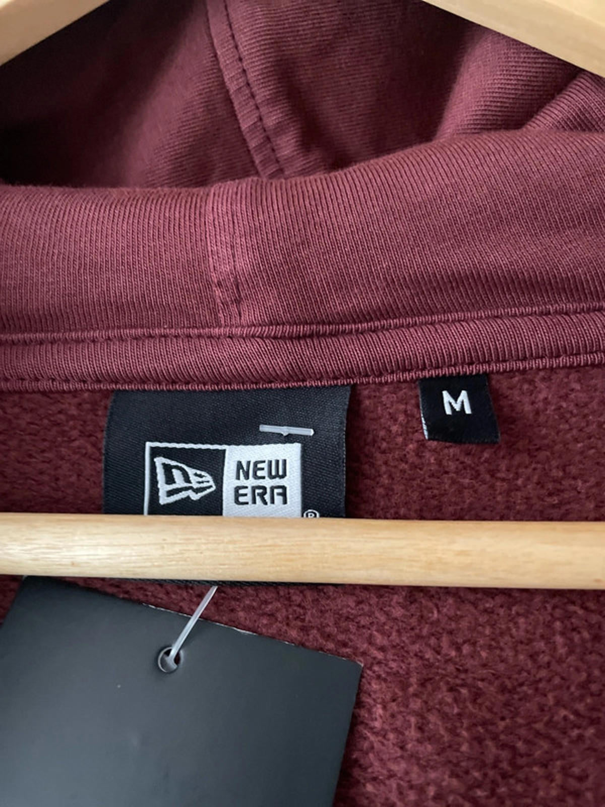 Men’s New Era Oversized Full Zip Hoodie in Washed Burgandy - Medium - 2434