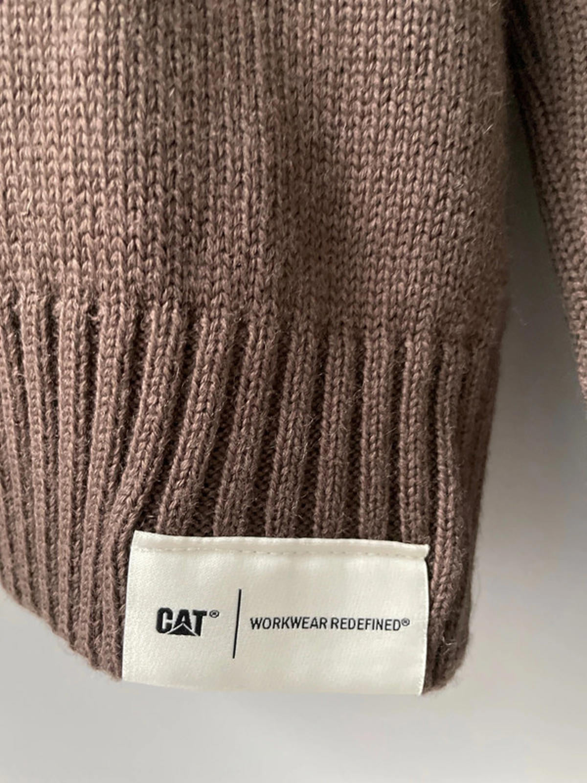 Men’s CAT WWR 1/4 Zip Long Sleeve Polo Top In Brown - Medium - 2480