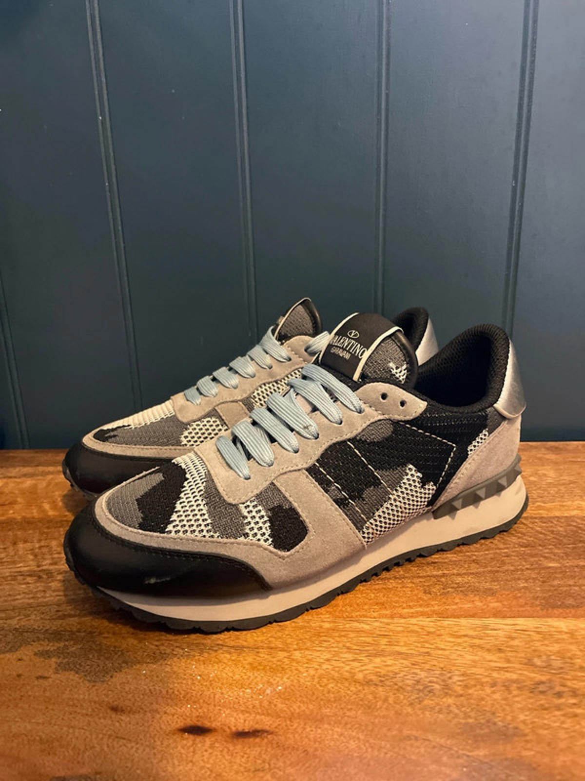 Women’s Valentino Garavani Camouflage Suede Trainers in Black/Grey - UK5 - 2656