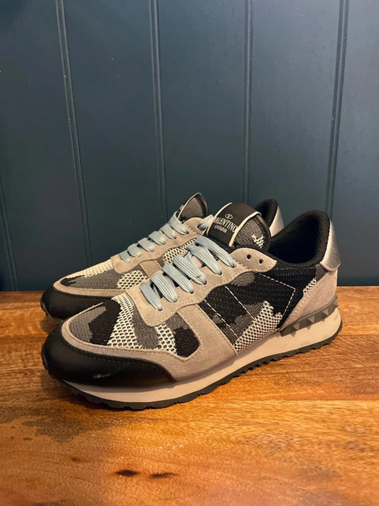 Women’s Valentino Garavani Camouflage Suede Trainers in Black/Grey - UK5 - 2656