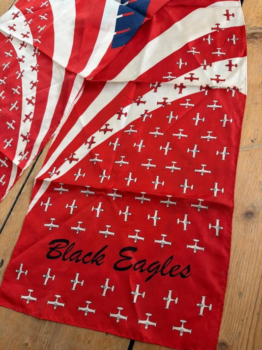 Black Eagles Vintage Rare Find Silk Bandanna Neck Scarf In Red - 3343