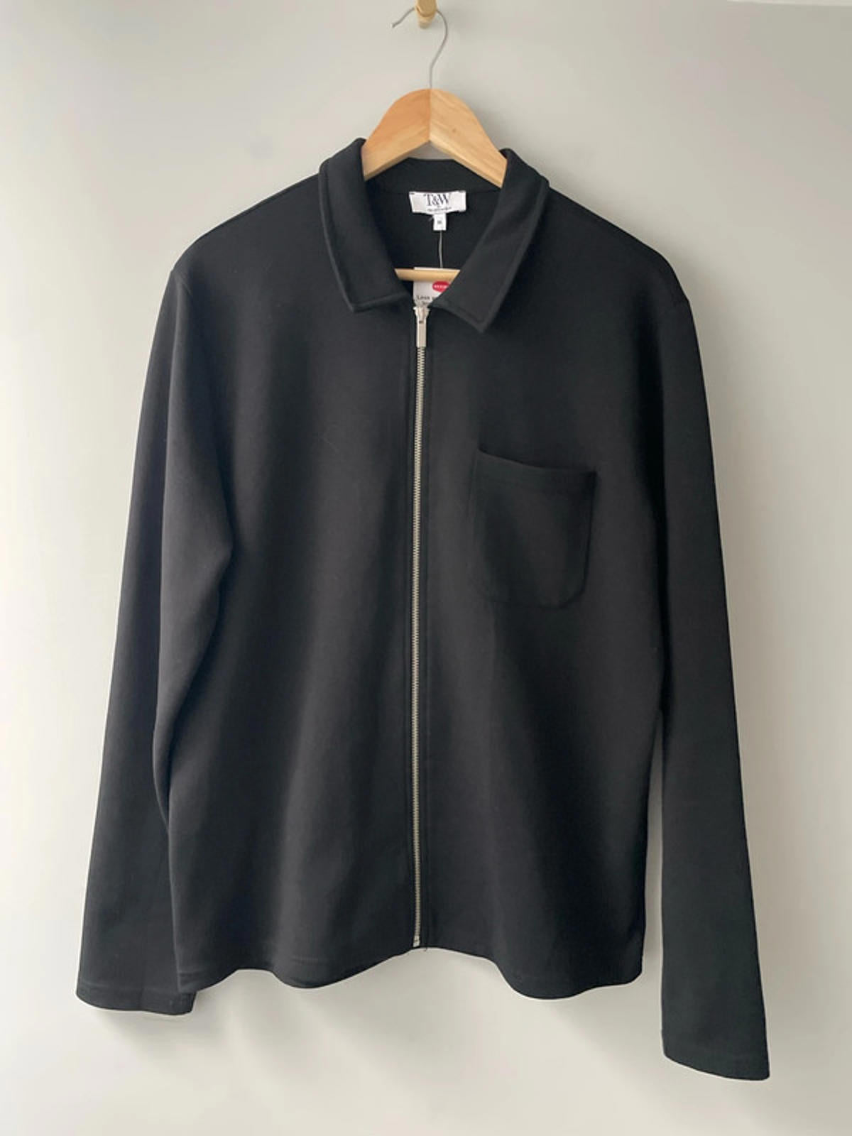 Men’s Tailor & Wright Full Zip Harrington Shacket In Black - Medium - 2546