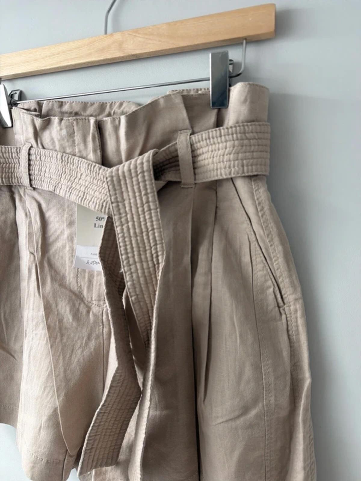 Women’s & Other Stories linen tie front style shorts in beige - Uk6 - 3442