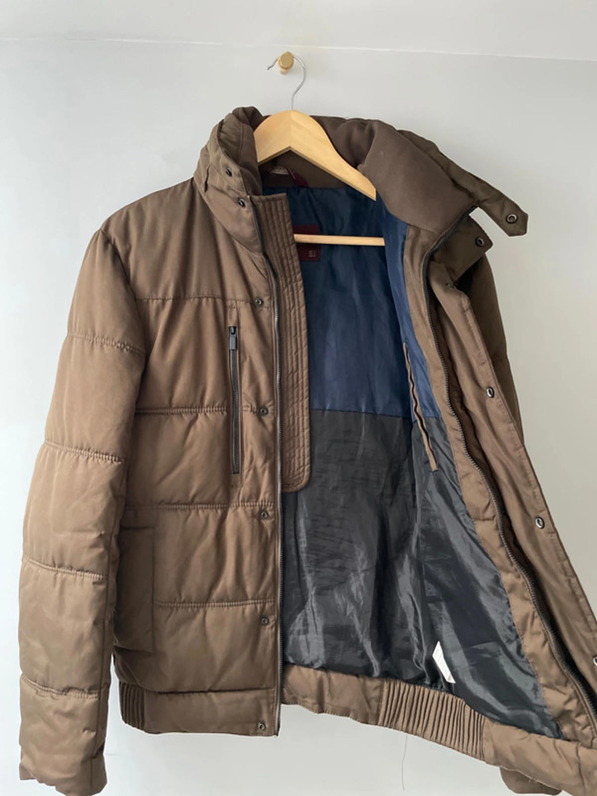 Men’s Zara Hooded Padded Puffer Jacket In Brown - Small - 2495