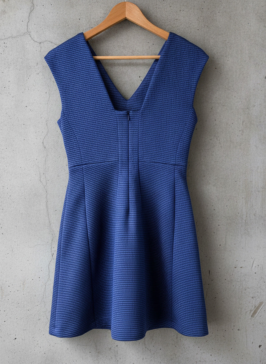 Womens Reiss Anouk Fitted Sleeveless V-Neck Dress In Blue - Uk10 - 3517