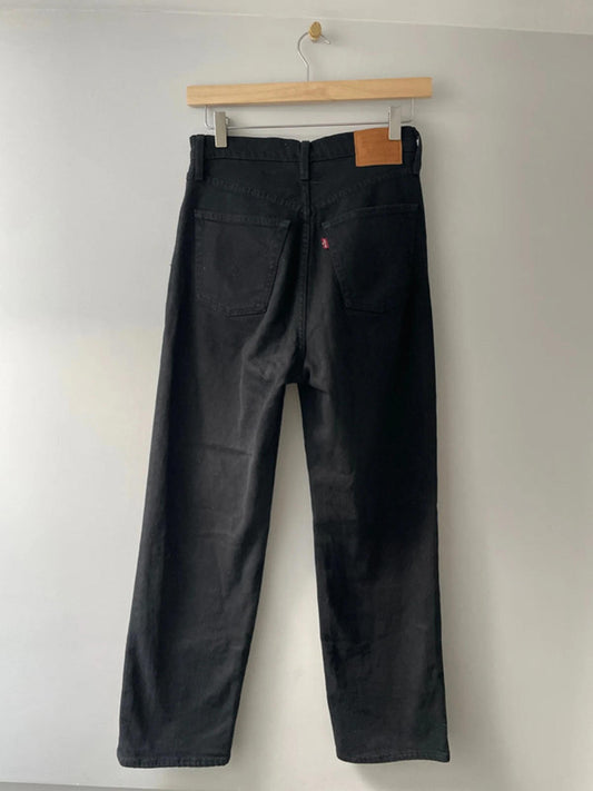 Women’s Levi’s High Waisted Ribcage Straight Fit Jeans In Black - W26/L27 - 2506