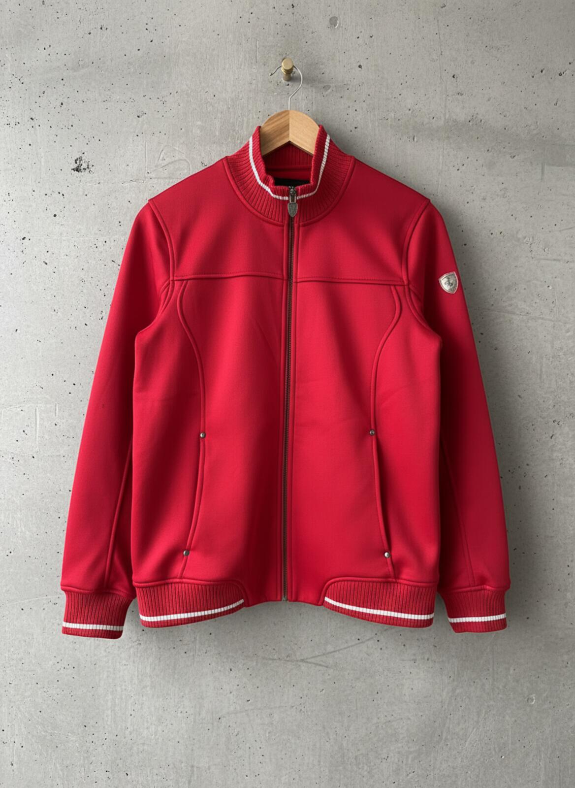 Mens Ferrari Zip-Up Jacket with Iconic Logo Patch In Red - Small - 3498
