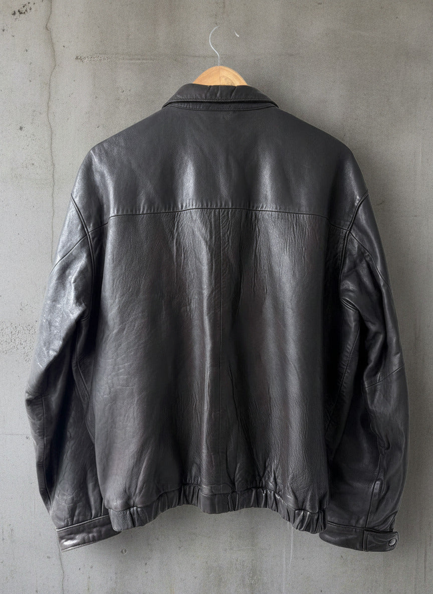 Men’s Ralph Lauren Oversized Fit Premium Leather Jacket In Black - Medium - 3654